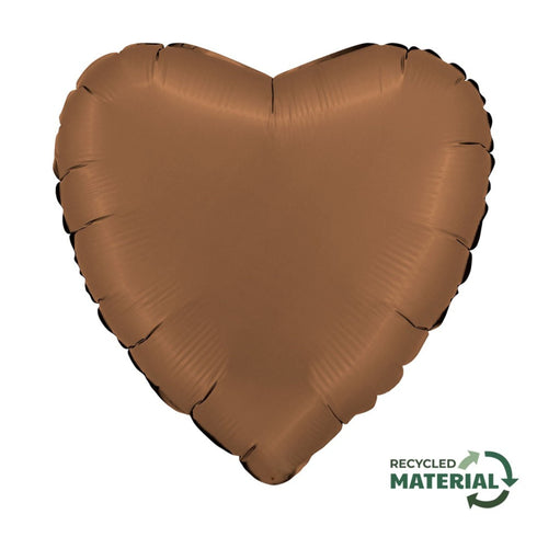 Heart Shaped Foil Balloons | Satin Chocolate Brown | 18 Inch