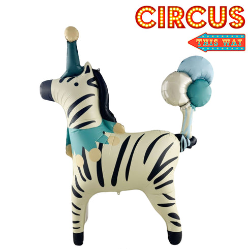 Circus Zebra Foil Balloons | 30 x 38 Inch | Standing Air Fill Only