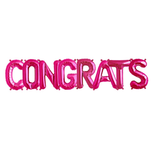 Congrats Letter Balloon Banner | Gold | Silver | Rose Gold | Pink | Blue
