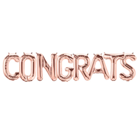 Congrats Letter Balloon Banner | Gold | Silver | Rose Gold | Pink | Blue