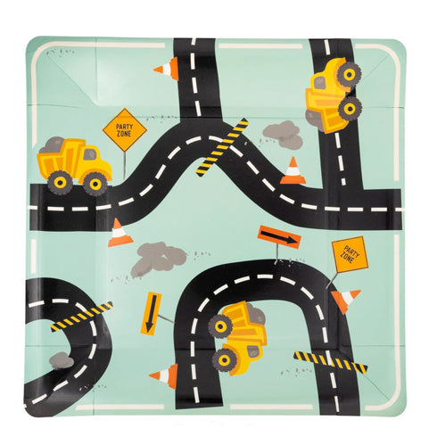 Road Construction Party Paper Plates | Set 8
