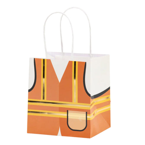Construction Party Vest Shaped Paper Treat Bags | Set 6