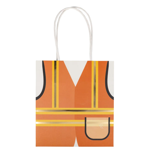 Construction Party Vest Shaped Paper Treat Bags | Set 6