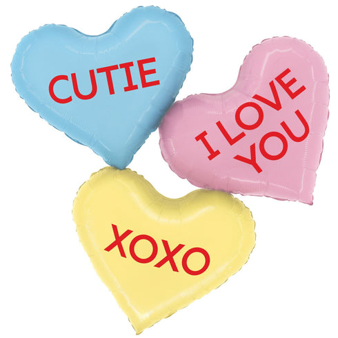 Valentine's Day Conversation Heart Balloons | Multi-Color | 37 Inch