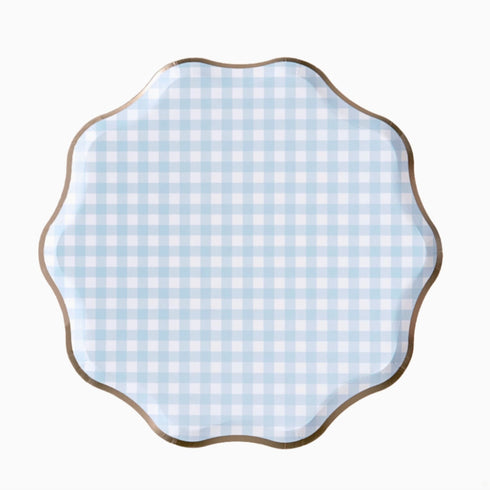 Blue Gingham Floral & Bows Paper Plates | Costal Pretty Collection | Package 8