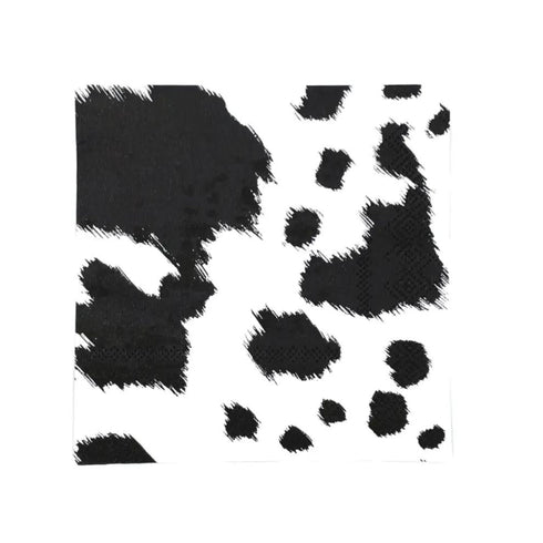 Black Cowhide Cocktail Size Paper Beverage Napkins | Package 20