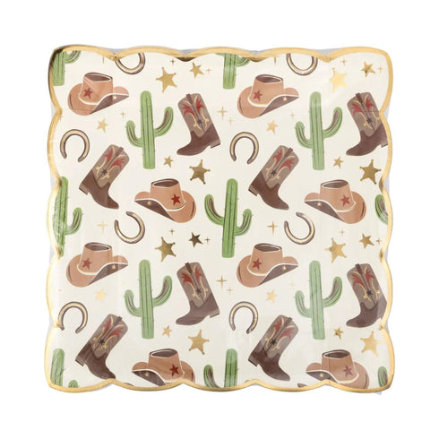 Brown Rodeo Party Paper Plates | Package 12