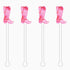 Pink Watercolor Cowgirl Boot Plastic Cocktail Stirrers | Set 4