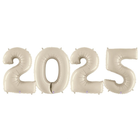 Satin Cream 2025 Number Balloons | 26, 40 Inch Sizes