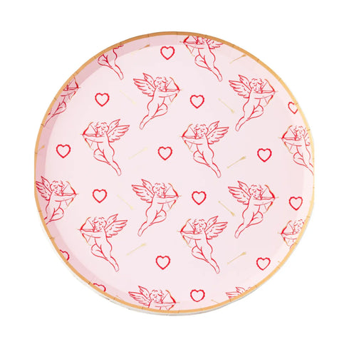 Red & Pink Cupid Valentine's Day Paper Party Plates | Package 8