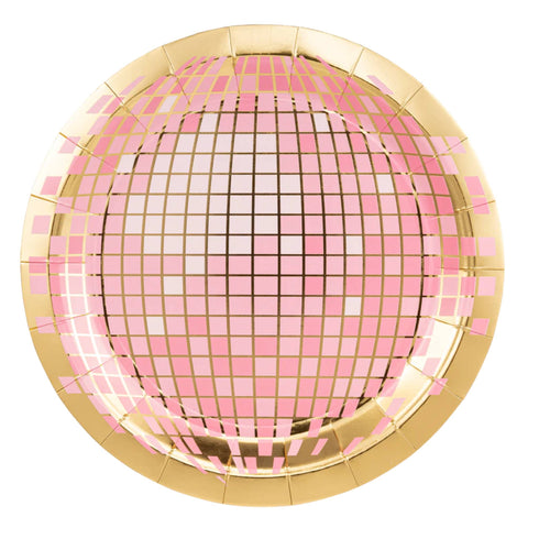 Pink Disco Ball Paper Party Plates | Package 8 | Pink Rodeo Party
