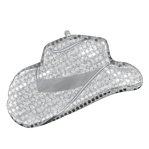 Glitter Silver Sequin Cowgirl Hat Rodeo Balloons | 33 INCH | Disco Cowgirl Party