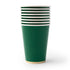 Emerald Green Paper Beverage Cups | Gold Trim | 12 Oz | Package 8
