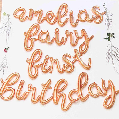 Fairy First Birthday Letter Balloon Banner Kit | Personalized Name