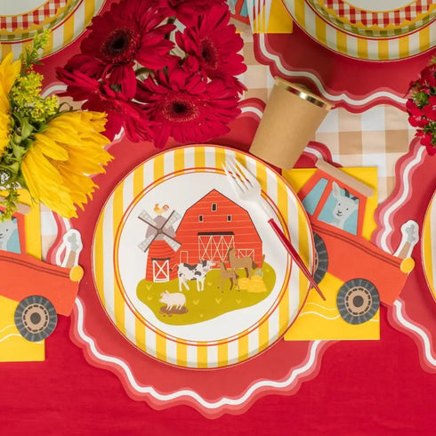 Red Barnyard Party Paper Plates | Package 8
