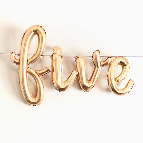 FIVE Letter Balloon Banners | Gold | Rose Gold | Silver