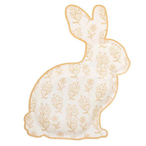 Floral Easter Bunny Shaped Paper Party Plates | Package 8