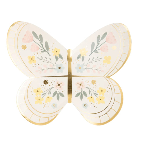 Pastel Butterfly Paper Party Plates | Mix of 2 Designs | Package 8