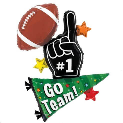 Go Team Football Foil Mylar Balloons | 34 INCH