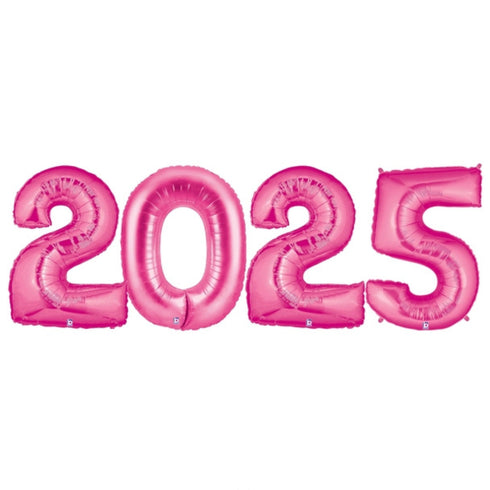 Hot Fuchsia Pink 2025 Number Balloons | 14, 26, 40 Inch Sizes
