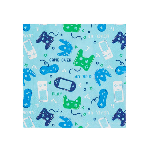 Video Gamer Party Paper Napkins | Set 40 | Level Up Birthday Party