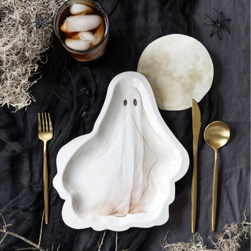 Ghost Shaped Paper Party Plates | Package 8 | Halloween Party