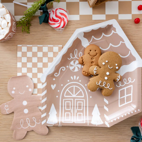 Pink Gingerbread Girl Cookie Christmas Paper Napkins | Package 24