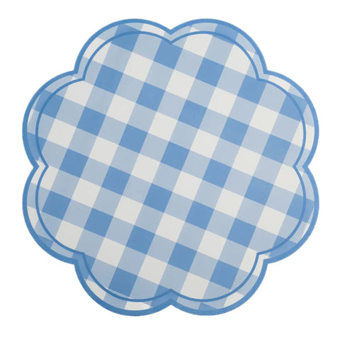 Blue Gingham Paper Table Placemats | Set 12