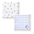 Blue Gingham Floral & Bows Scalloped Paper Napkins | 11 Inch | Package 24