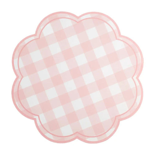 Pink Gingham Paper Table Placemats | Set 12