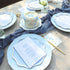 Blue Gingham Floral & Bows Scalloped Paper Napkins | 11 Inch | Package 24