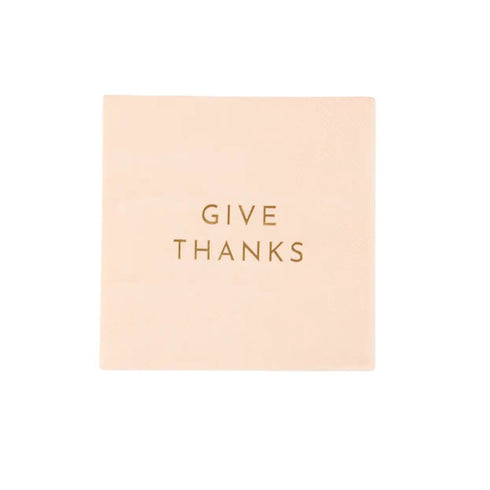 Give Thanks Thanksgiving Peach Paper Cocktail Napkins | Set 20