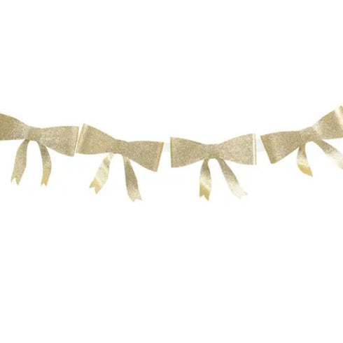 Glitter Gold Bows Paper Garland Banner | Christmas Decorating
