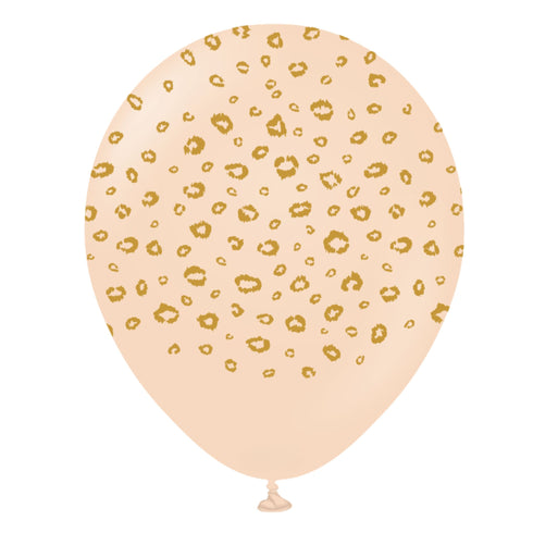 Blush Latex Balloons With Gold Leopard Animal Print | 11 INCH | Package 6
