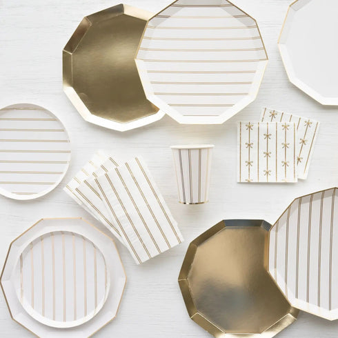 Gold Paper Plates | Gold Trim | 10.75 Inch | Package 8