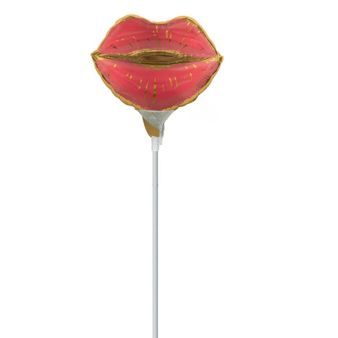 Mini Gold And Red Lip Balloons | Kisses | 10 INCH