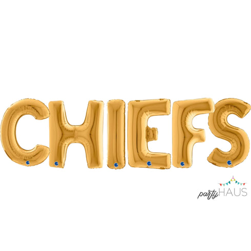 Gold KC Chiefs Balloon Letter Banners | Super Bowl 2025 Football Party