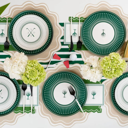 Green Striped Paper Party Table Runners