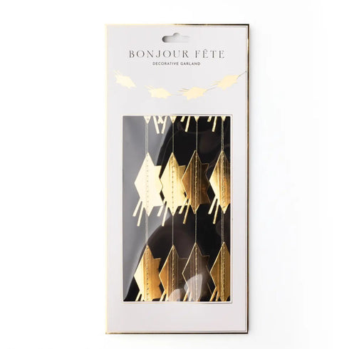 Gold Graduation Cap Sparkling Paper Garland Banner | 7 Feet Long
