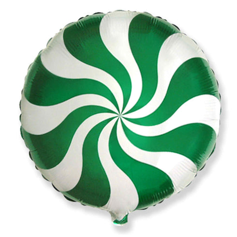 Green Candy Swirls Foil Balloons | 18 INCH