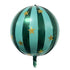 Starry Globe (Sphere) Foil Balloons | Green Stripes with Gold Stars | 15 Inch Orb Shape