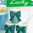Green Stripe Bows Paper Party Cups | 12 oz | Package 8