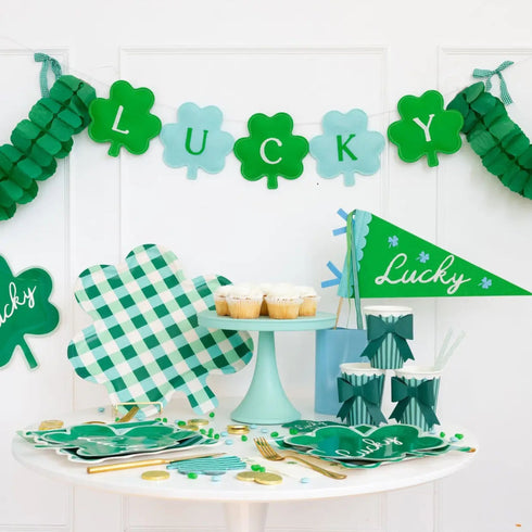 Green Stripe Bows Paper Party Cups | 12 oz | Package 8