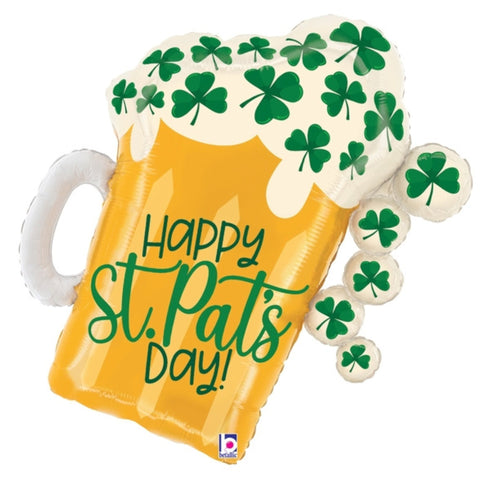 Happy St. Pat's Day Beer Mug Foil Balloons | 27 INCH