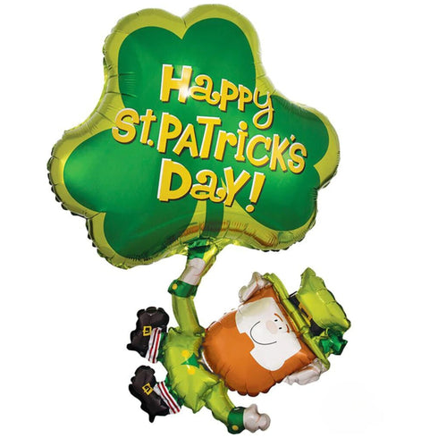 Happy St. Patrick's Day Shamrock and Leprechaun Balloons | 33 INCH