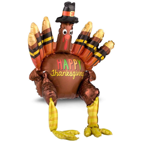 Happy Thanksgiving Sitting Pilgrim Turkey Balloon | 26 Inch
