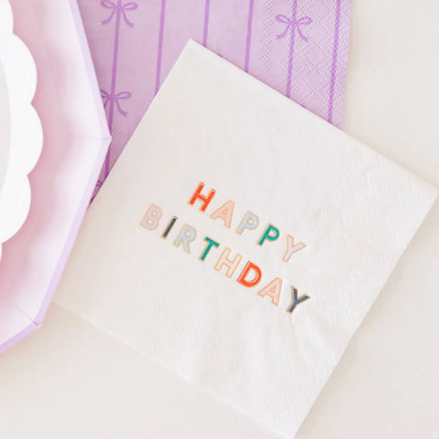 Happy Birthday Small Paper Napkins | Cocktail | Package 20