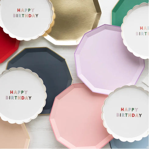 Happy Birthday Small Paper Plates | 8-1/4 Inch | Package 8