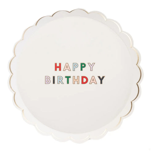Happy Birthday Small Paper Plates | 8-1/4 Inch | Package 8