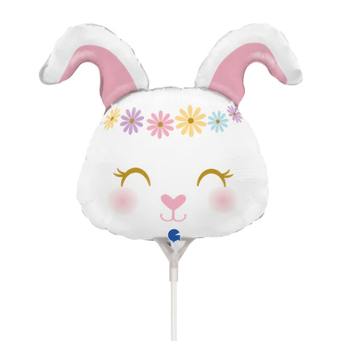 Mini Pastel Boho Flower Bunny Rabbit Head Foil Balloons | Air Fill | 14 Inch